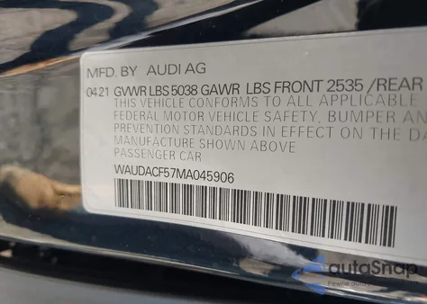 2021 Audi A5 Sportback Premium 45 Tfsi Quattro S Tronic from USA, damaged, VIN WAUDACF57MA045906